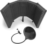 AxcessAbles SF-101KIT Recording Studio Microphone 32.5"Wx13"H (422sq inch) Half Dome Isolation Shield with 6" Pop Filter. Compatible w/Blue Yeti, AT2020, Rode - Open Box